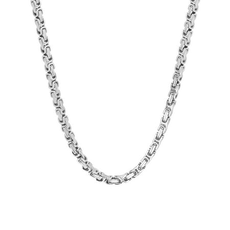 Men's Stainless Steel Square Byzantine Chain, 24