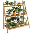 thumbnail image 1 of Foldable 3-Tier Bamboo Plant Stand, Ladder Plant Rack, Flower Pots Display Ladder Shelf for Balcony, Living Room And Garden Decoration, 1 of 1