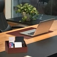 thumbnail image 4 of 6 Piece Office Supplies/Desk Organizer Set with Desktop Leather Writing Pad,File Paper Tray,Magazine folder Holder, Pen Cup,Sticky Note Holder,Letter Mail Sorter,Workspace Decor for Women Men Brown, 4 of 14