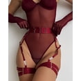 thumbnail image 2 of Mono moldeador de cuerpo de malla sexy para mujer, estilo europeo y americano, con guantes, cinturón, liga, hebilla, archivo abierto, hebilla oculta, 2 of 3