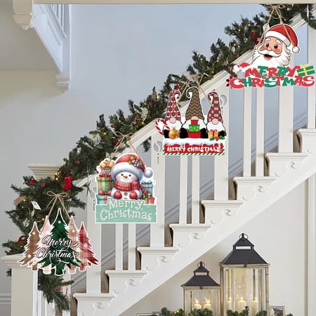 Tuscom 4Pcs Colorful Christmas Door Hangers Paper Wall and Door Decorations for Indoor & Outdoor Welcome Sign Holiday Decor with Festive Designs for Home Front Door and Seasonal Party