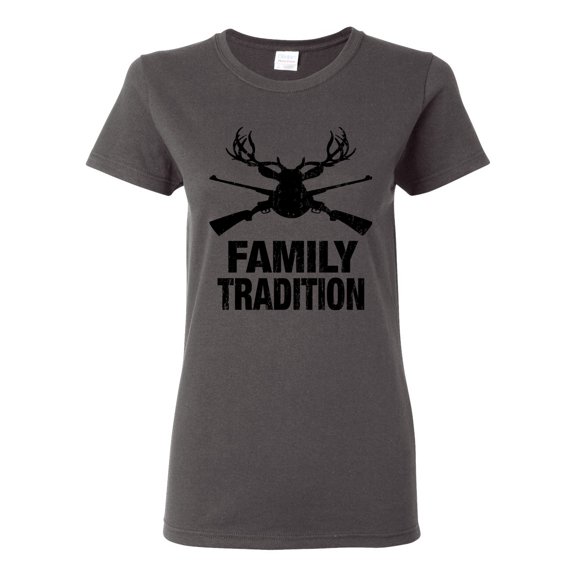 Wild Bobby, Family Tradition Buck Hunting, Hunting, Women Graphic Tee, Charcoal, Small