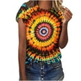 thumbnail image 2 of VBTAPA Womens Tie Dye T-shirt Short Sleeve Novelty Graphic Tees Trendy Summer Going Out Blouse Tops Daily Sales Multicolor L, 2 of 5
