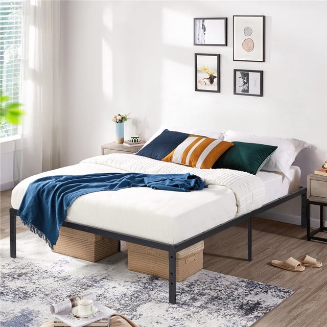 Cama Matrimonial de Metal, Color Negro (sin Colchón) HOMEMAKE FURNITURE