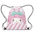 thumbnail image 5 of Mochila con cordón de poliéster Merlotti con bolsillo con estampado completo de Hello Kitty, bolsa de almacenamiento de gran capacidad para niña, 5 of 5