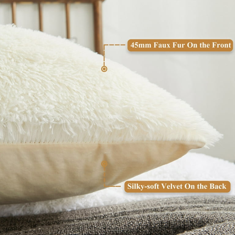 XeGe Shaggy Faux Fur Velvet Body Pillow Cover 20x54 Bedroom Decor Ivory Beige Walmart