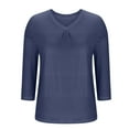 thumbnail image 6 of FAIWAD Womens 3/4 Sleeve Tops Trendy V Neck Solid Color Loose Comfy Tunic Tops Casual Dressy T-Shirts, 6 of 8
