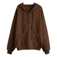 thumbnail image 3 of Womens Zip Up Hoodies with Pockets 2026 Fall Winter Casual Long Sleeve Hooded Sweatshirts Y2k Travel Jacket Coffee L, 3 of 4