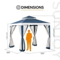 thumbnail image 3 of Sunjoy 8’ x 8’ Outdoor Patio Gazebo, Outdoor Backyard Modern 2-Tier Steel Frame Soft Top Gazebo with Mesh Netting - Navy Blue & White, 3 of 12