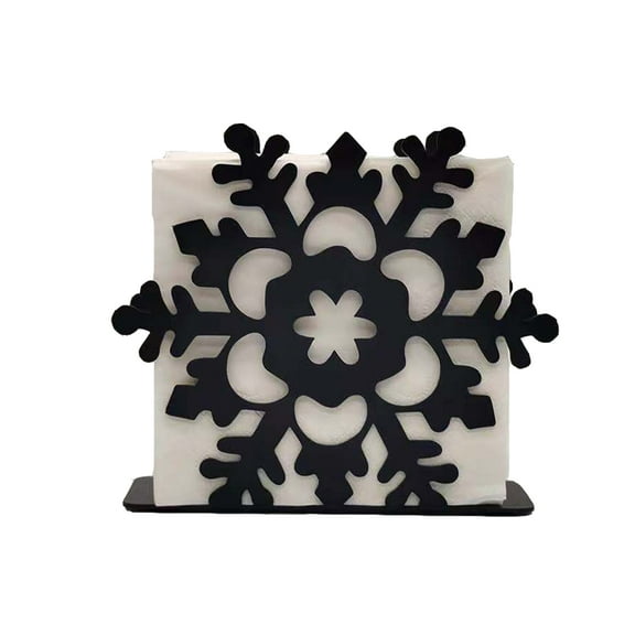 Black Rustic Snowflake Napkin Holder,Holiday Christmas Tissue Dispenser Holder,Country Farmhouse Metal Snowflake Decor for Home Kitchen Restaurant Picnic Party Wedding