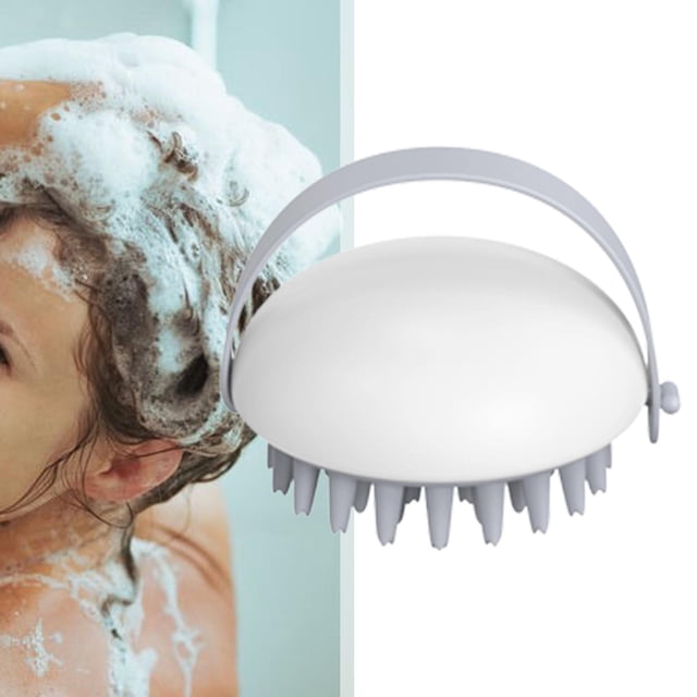 Cepillo de champú portátil, cepillo de limpieza, cepillo Manual Flexible húmedo y seco para cabelludo, cepillo de con cerdas suaves , Blanco Yinane cepillo de limpieza