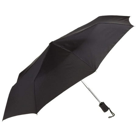Black Umbrella, 42 inches Rain Snow Sun Travel Mini Folding Compact Men (Best Mini Folding Umbrella)