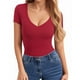 thumbnail image 1 of Tops CLOZOZ de manga corta y manga larga con cuello en V para mujer, 1 of 5