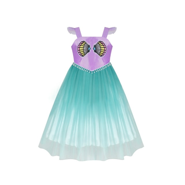 Girls Dress Mermaid Princess Gradient Color Tulle Costume Dress 8 Years