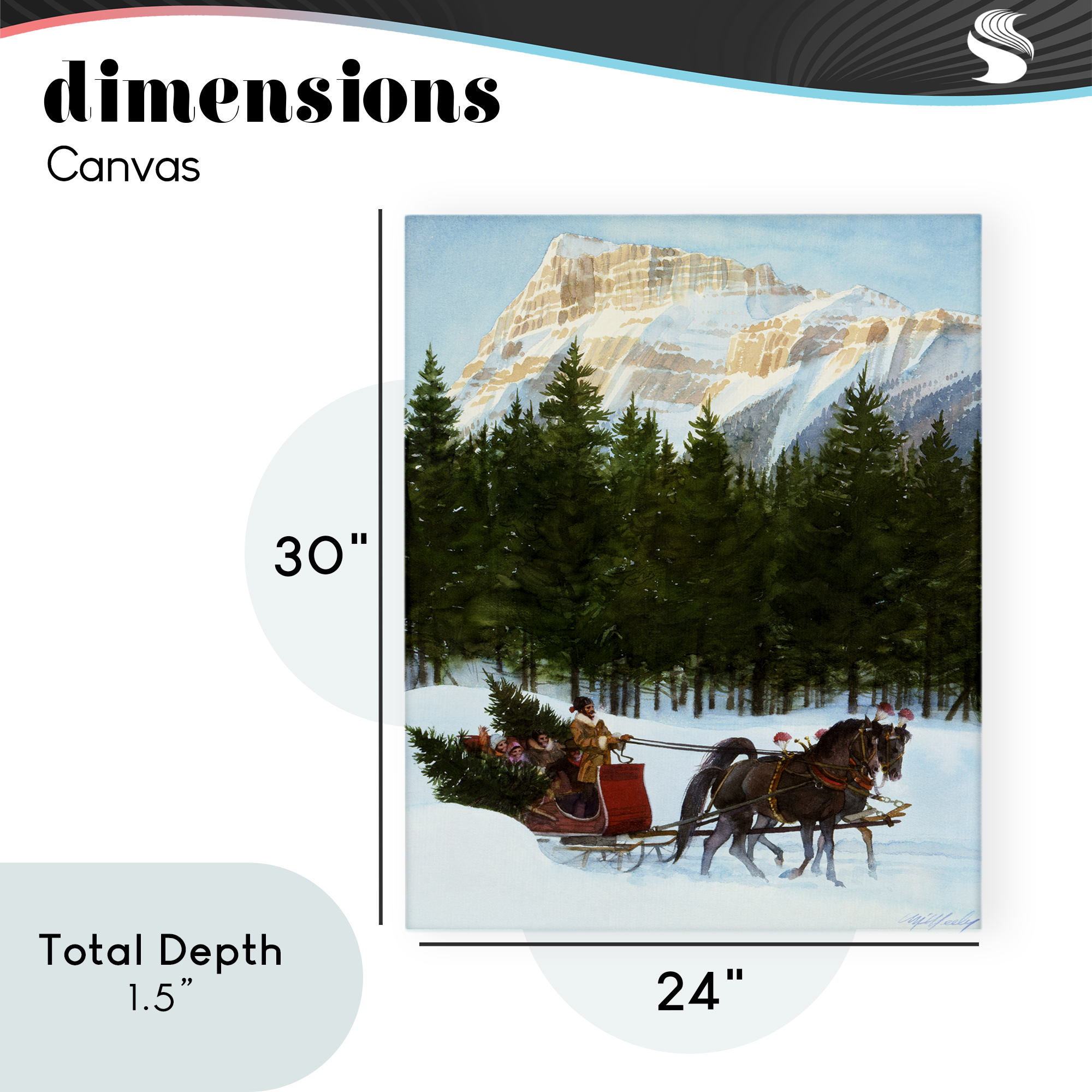 Sleigh Ride Carrying Trees Canvas Wall Art, design by Wind River Studios