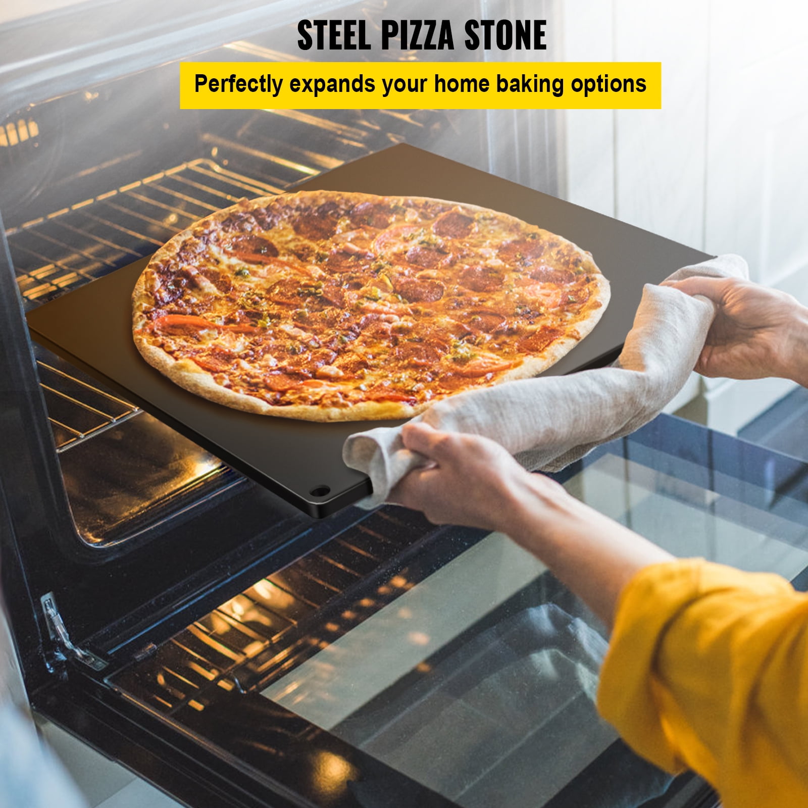 VEVOR Steel Pizza Stone, 16.1 x 14.2 x 0.4, A36 Steel Baking Steel Pizza  Stone for Oven and Grill, Large Size Steel Pizza Pan with 20x Higher  Conductivity for Pizza and Bread
