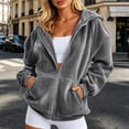 thumbnail image 2 of Womens Velvet Zip Up Hoodie Long Sleeve Oversized Hooded Sweatshirt Fall Velour Y2K Jacket with Pockets 2026 Fashion Clothes, 2 of 6
