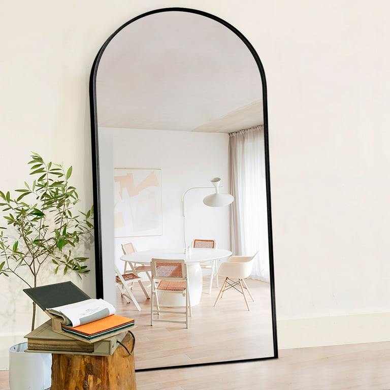 NeuType 71x32 Rectangular Full Length Floor Mirror with Stand Elegant  Black