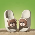 thumbnail image 6 of Kids Slippers Unisex Kids Solid Cartoon Bear Print Soft Sole Indoor Outdoor Beach Slides Slippers for Toddler Girls Boys Coffee 4 Years-4.5 Years, 6 of 7
