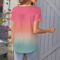 thumbnail image 6 of Tunic for Women Scoop Neck Short Sleeve Casual Loose Fit Blouse Solid Color Pleated Front Button Detail Soft Lightweight Summer Daily Tops, 6 of 6