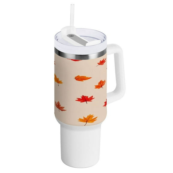 Falling Maple Leaves Insulated Tumblers 40oz Double-Walled Stainless Steel Water Bottles Car Handle