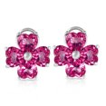 thumbnail image 2 of Galaxy Gold 14k White Gold Heart Pink Topaz French Clip Earrings, 2 of 3