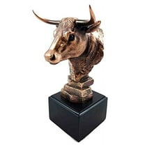 Wall Street Stock Market Bull Bust On Base Bronze Electroplated Figurine Great Gift for Stock Investors and Office Decor