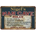 thumbnail image 1 of Nigel's Man Cave Rules Chic Rustic Green Sign Home 12 x 18 Matte Finish Metal 112180049307, 1 of 1