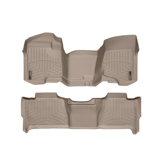 WeatherTech Custom Fit FloorLiners compatible with 2007-2010 Chevrolet Tahoe - 1st Row Over-The-Hump & 2nd Row, Tan