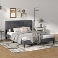 thumbnail image 1 of Costway Lit Plateforme Grand Rembourré Base de Matelas Tête de Lit Capitonnée Gris, 1 of 10