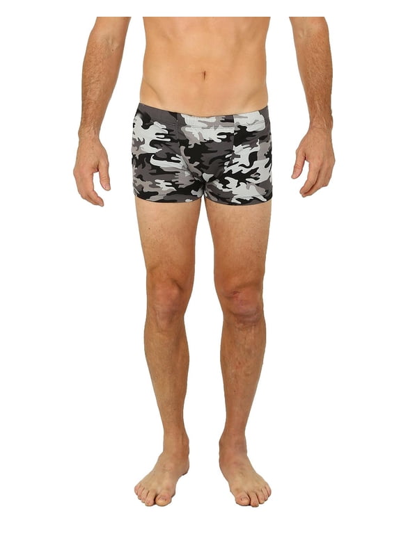 Mens Swimwear Briefs Swim Suit Beachwear Boxers, Camo Black, Size: X-Large, Uzzi Active Wear