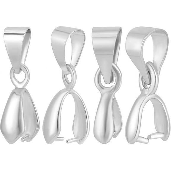 1 Box 30Pcs Pendant Pinch Bails Platinum Plated Brass 2 Size Ice Pick Pinch Bails for Necklace Jewelry Dangle Charms DIY Craft Making DIY
