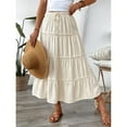 thumbnail image 3 of Yesfashion Wholesale Women's Midi Skirts Tiered Pleated Elastic Waist Long A-Line Skirt, 3 of 9
