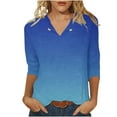 thumbnail image 5 of MaFYtyTPR Women 3/4Sleeves Casual Shirts Pullover Loose Tunic Tops Blouse 2025 Hot Blouses&Shirts Blue XL, 5 of 5