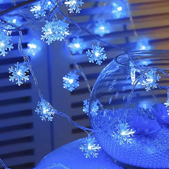 DONGPAI Christmas Snowflake String Lights, Battery Operated Waterproof 10ft/20ft Fairy Lights for Xmas Garden Bedroom Party Indoor Outdoor Decoration