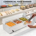 thumbnail image 3 of Accreate Commercial Buffet Warmer with 3 x 12QT Food Pans - 1500W Electric Steam Table, Tempered Glass Cover, Adjustable Temperature Control (86-185°F), Stainless Steel Design, 3 of 7