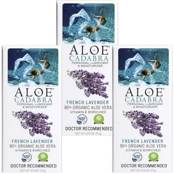 Aloe Cadabra Natural Personal Lube Edible Vegan French Lavender 2.5 oz 3 Pack