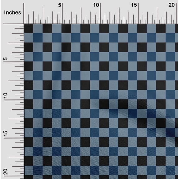 oneOone Viscose Chiffon Dark Navy Blue Fabric Gingham Check Dress Material Fabric Print Fabric By The Yard 42 Inches Wide
