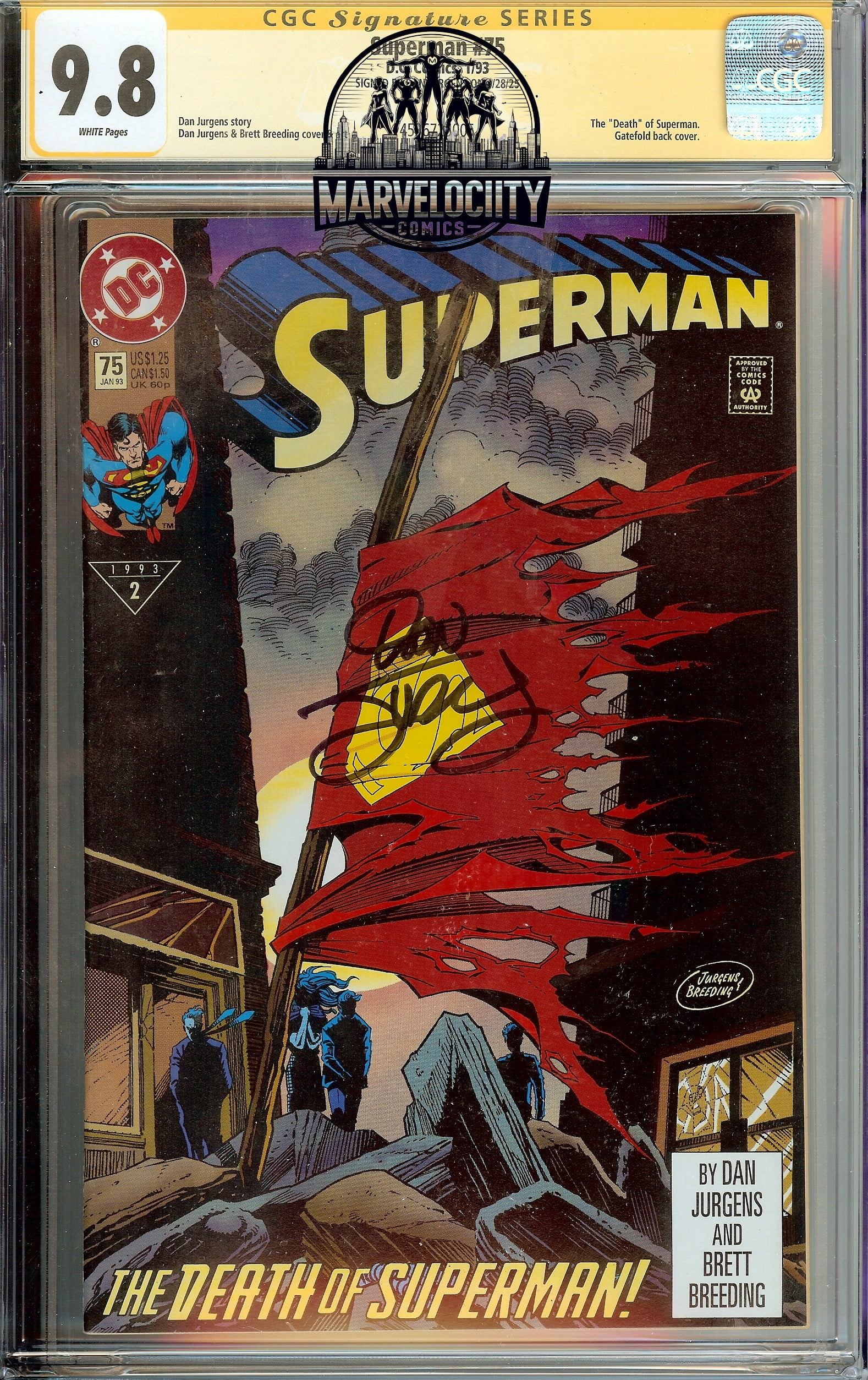 Superman #75 CGC 9.8  Signed Dan Jurgens