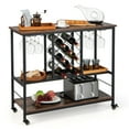 thumbnail image 1 of Gymax Industrial Liquor Bar Cart Rolling Kitchen Serving Cart w/ Wine Rack Glass Holder, 1 of 10