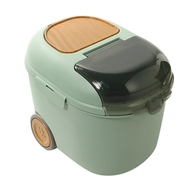 Milaget Roues Nourriture pour Animaux de Compagnie Stockage Couvercle Transparent Sec Animaux de Compagnie Fournitures Alimentation Boîte Accessoires Scellé Conteneur de Grande Capacité pour Chien de Ferme Cyan