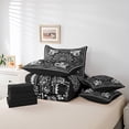 thumbnail image 6 of Homewish Vintage Damask Floral 7-Piece Bedding Comforter Set,Boho Style King Bedding Sets,White Black Bed Sheets For Adults,Breathable Bedroom Decorative Reversible, 6 of 8