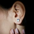 thumbnail image 3 of Rosec Jewels Minimal Stud Earrings with Ethiopian Opal and Blue Sapphire for Women - AAA Grade, 14K White Gold, 3 of 8