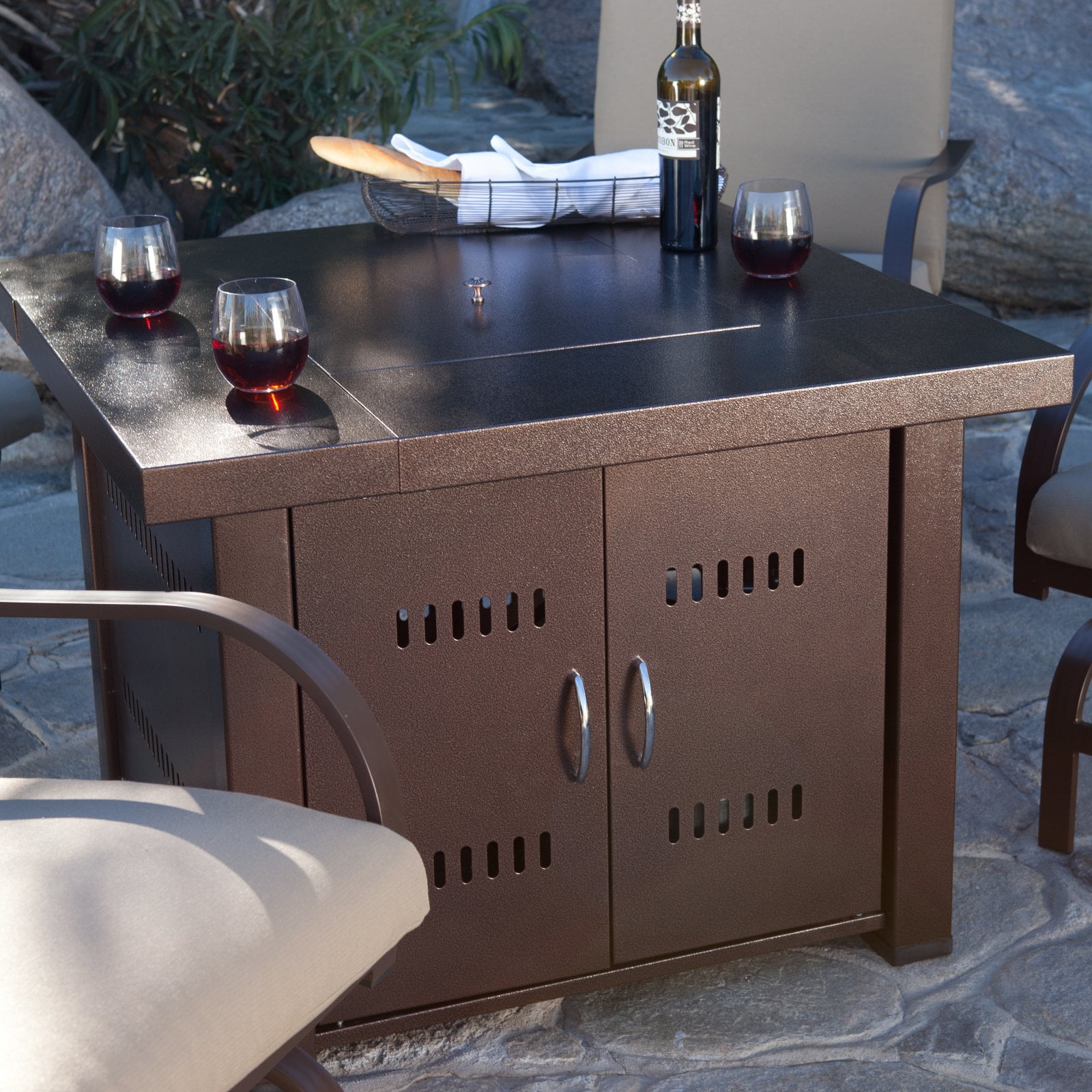 Hiland Fire Pit Hammered Bronze Finish Com