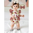 thumbnail image 4 of Rovasas Baby Girl Romper Flying Sleeve Lobster Print Jumpsuit Headband, 4 of 9