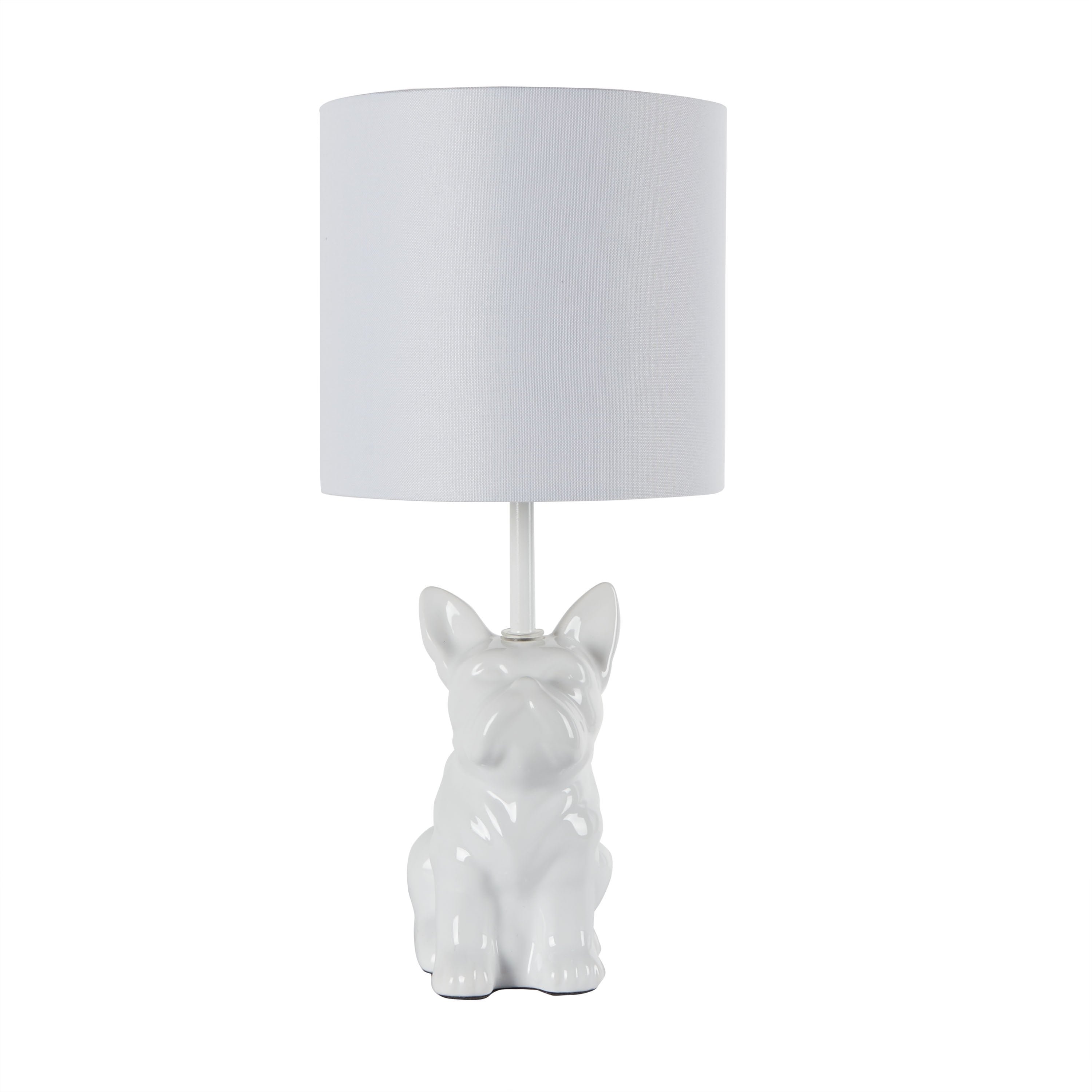 Your Zone White Ceramic Boston Terrier Table Lamp with Bulb