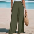 thumbnail image 4 of PEXLYCLU Palazzo Pants for Women, Palazzo Pants for Women Dressy, Wide Leg Pants for Women High Waisted Palazzo Pants Work Casual Flowy Tie Knot Trousers With Pockets, Army Green L, 4 of 4
