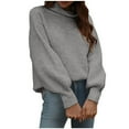 thumbnail image 2 of AOOCHASLIY 2023 Womens Sweater Fashion Women Solid Long Sleeve Pullove Turtleneck-Neck Casual Sweater Tops, 2 of 4