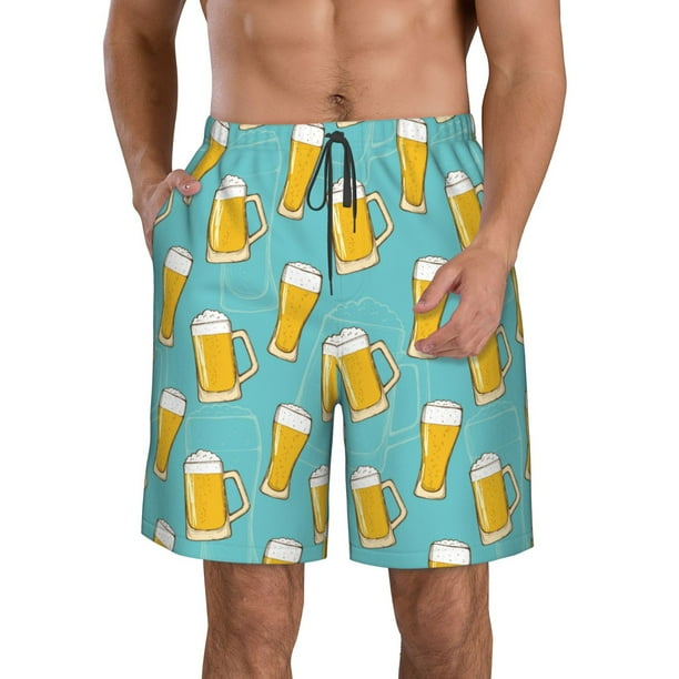 Fotbe Beer Trajes de Baño Estampados para Hombre, Shorts de Verano de Secado Rápido, Ropa de Playa, Bañadores-Medium