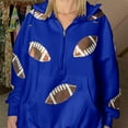 thumbnail image 4 of Women Oversized Game Day Hoodies Long Sleeve Half Zipper Pullover Sequins Football Print Sweatshirt with Kangaroo Pocket, 4 of 5